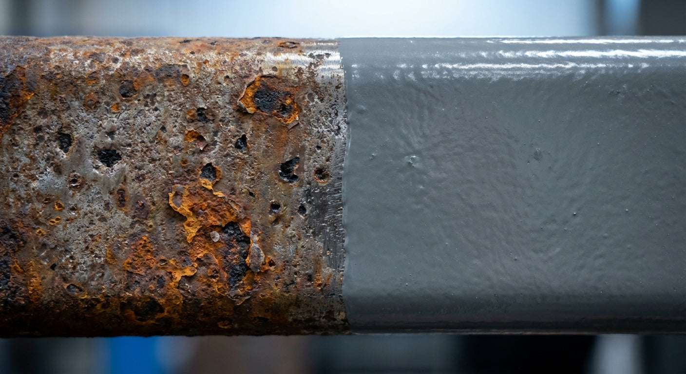 Superfície metálica com corrosão avançada por falta de sistema anticorrosivo adequado - pintura industrial por zona de agressividade