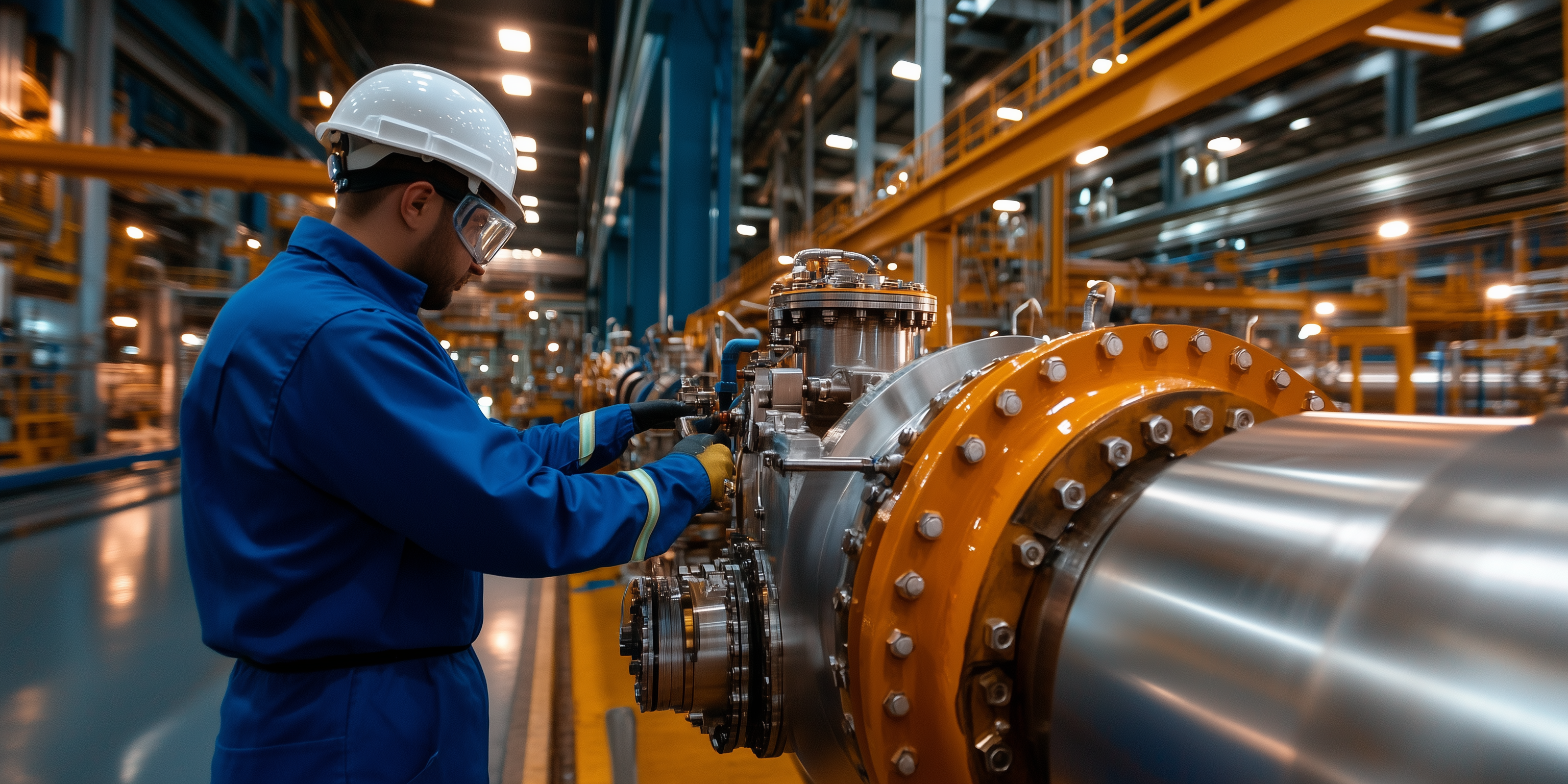 Aplicação de tinta industrial anticorrosiva em equipamento de metal mecânica, ideal para proteção de tubulações, válvulas e estruturas metálicas industriais.