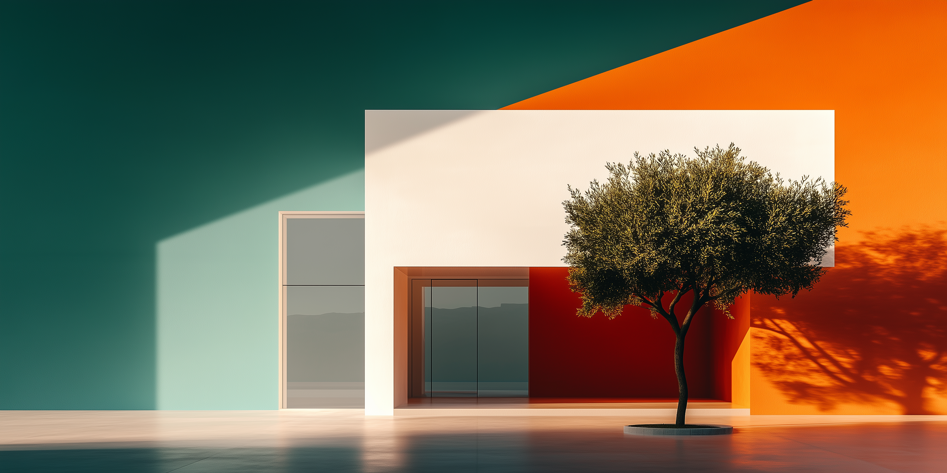 Fachada arquitetônica moderna com aplicação de tinta predial em cores sólidas RAL, acabamento uniforme, resistência à radiação solar e alta cobertura para obras externas.