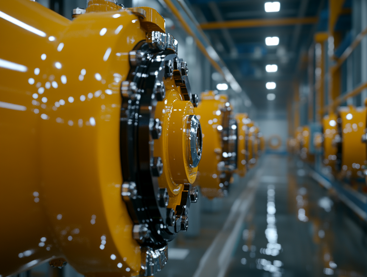 Equipamento metálico industrial revestido com tinta anticorrosiva de alto brilho, ideal para proteção contra corrosão, abrasão e agentes químicos em ambientes severos.